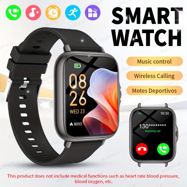 Smartwatch com pulseira de silicone (Dourado) - Image 5