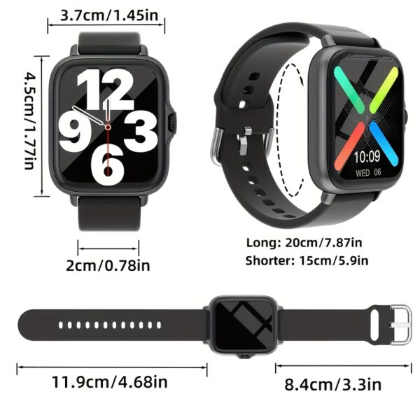 Smartwatch com pulseira de silicone (Dourado) - Image 3