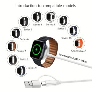 Carregador magnético sem fio para iWatch série 10 9 8 7 Ultra2