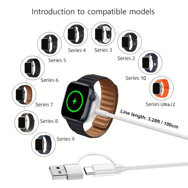 Carregador magnético sem fio para iWatch série 10 9 8 7 Ultra2